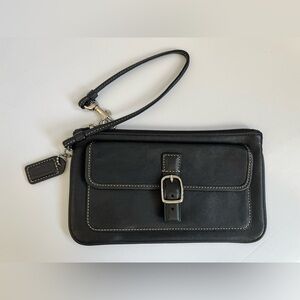 Vintage Coach 2000s Black Wristlet with Buckle Detail